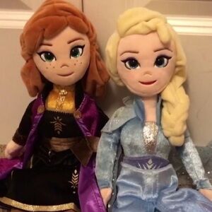 Anna and Elsa from Disney Frozen Plush Ty Dolls